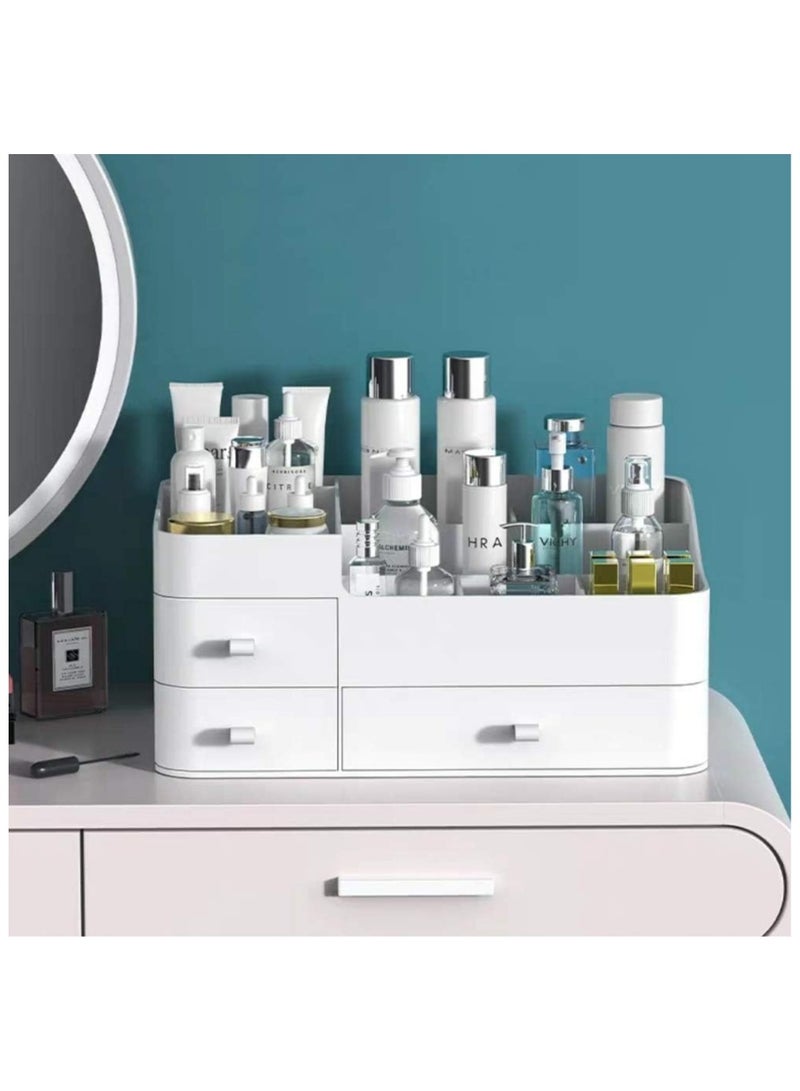 YelaJoy Makeup Organizer for Vanity, Large Countertop Organizer with Drawers, Cosmetics Storage for Skin Care, Brushes, Eyeshadow, Lotions, Lipstick,Nail Polish.Great for Dresser, Bathroom, Bedroom (White) - Image 1
