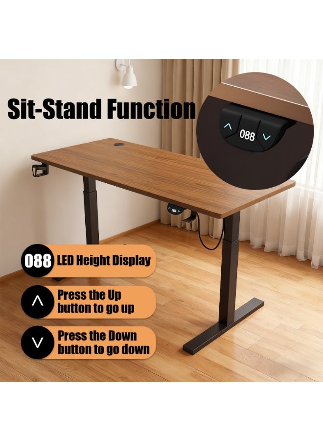 كيل › مكتب كهربائي قابل لتعديل الارتفاع 140×60 سم مع سطح طاولة مركب ولوحة ذاكرة، مكتب منزلي بلون الجوز - Image 4