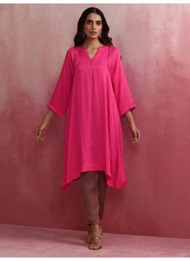 ترو برونز trueBrowns Pink Modal Kimono Kurta Set