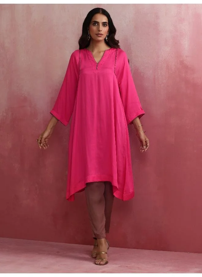 ترو برونز trueBrowns Pink Modal Kimono Kurta Set
