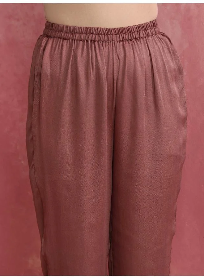 trueBrowns Pink Modal Kimono Kurta Set