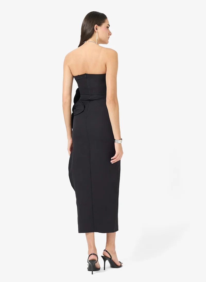Ginger Bandeau Bodycon Dress with 3D Flower