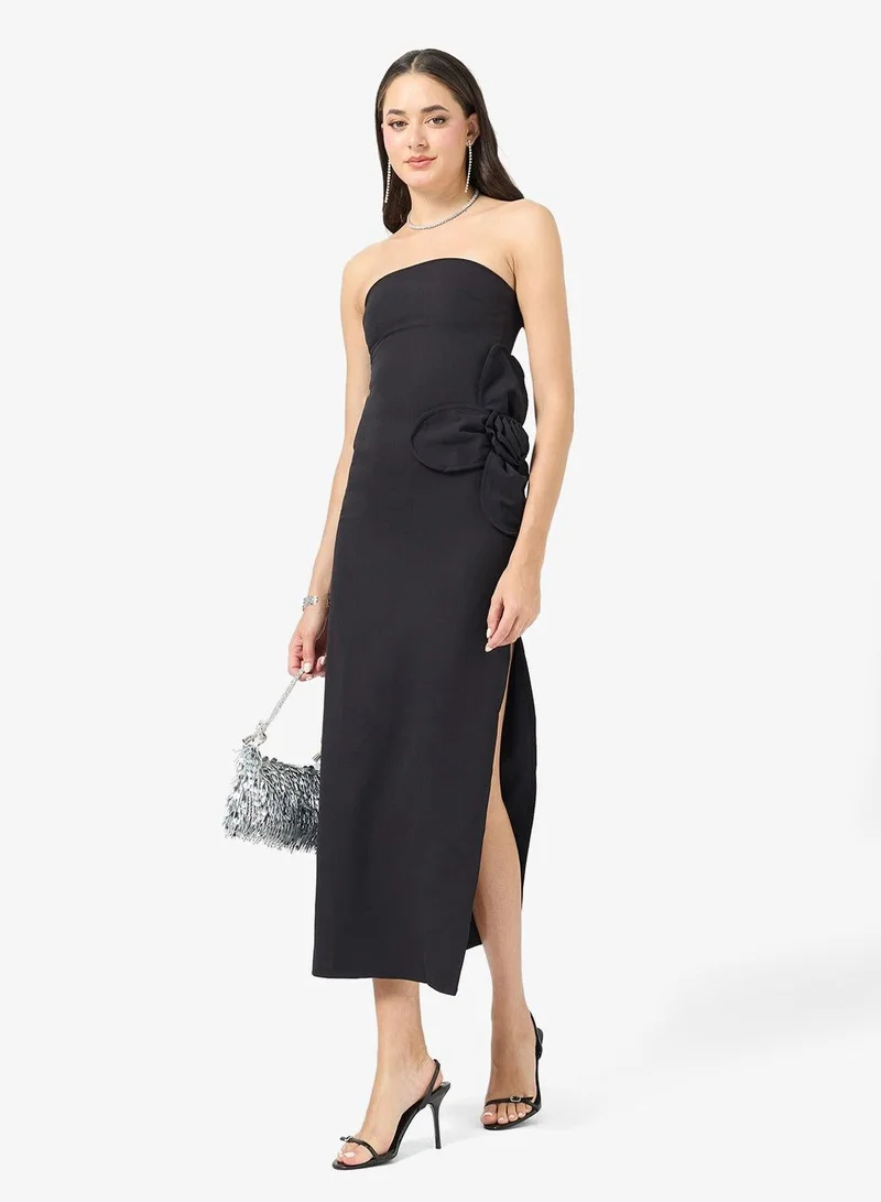 Ginger  Bandeau Bodycon Dress with 3D Flower for Women | Best Price UAE