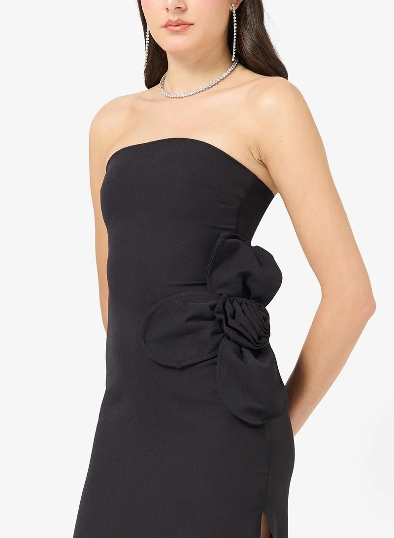 Ginger  Bandeau Bodycon Dress with 3D Flower for Women | Best Price UAE