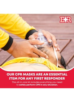 Ever Ready First Aid Adult and Infant CPR Mask Combo Kit with 2 Valves with Pair of Vinyl Gloves & 2 Alcohol Prep Pads - Red  - Image 2