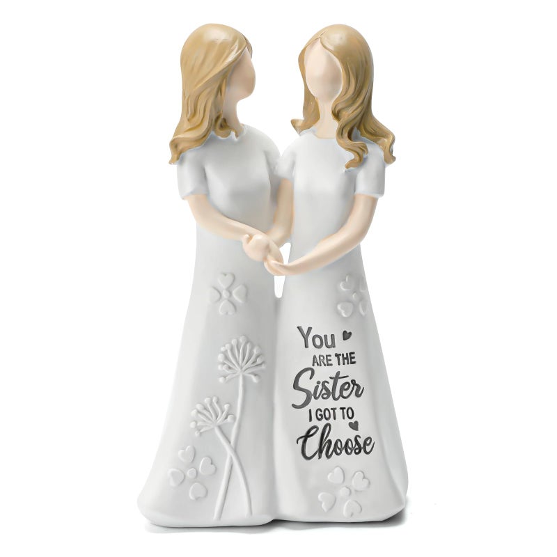 INLOMEM Friendship Gifts for Best Friends Women - Resin Sister Figurines Best Friend Sister Birthday Gift Ideas Unique Gifts for Sisters from Sister - Hand-Painted Figure (White) - Image 1