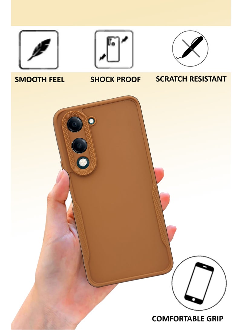 NAFCO Side Protective Bumper Silicone Case with Extra Frame Protection Compatible For Vivo Y04 - Light Orange  - Image 2