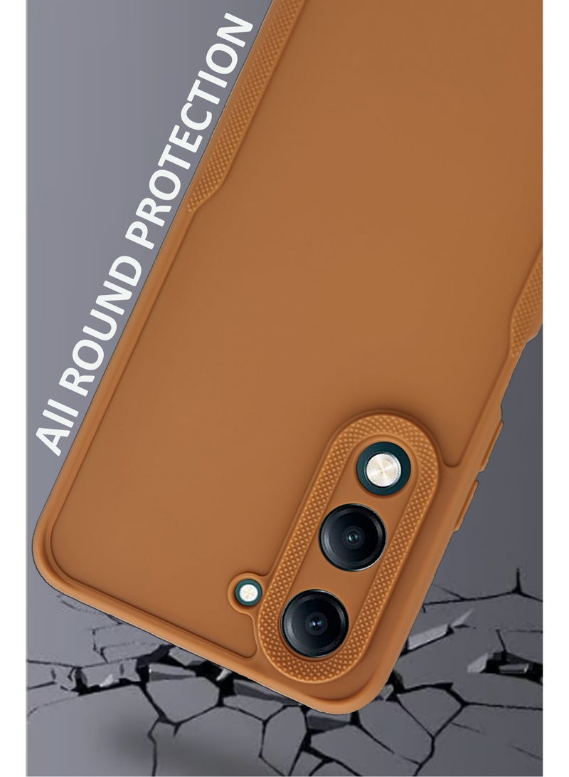 NAFCO Side Protective Bumper Silicone Case with Extra Frame Protection Compatible For Vivo Y04 - Light Orange  - Image 4