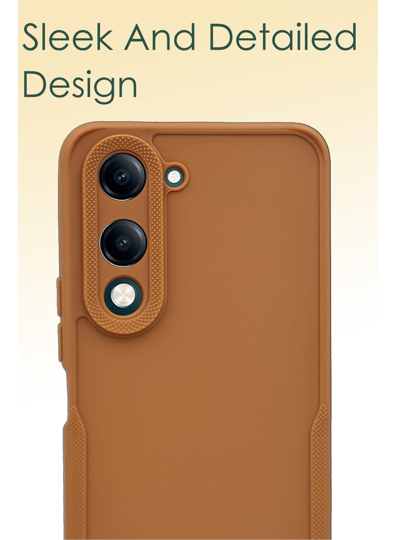 NAFCO Side Protective Bumper Silicone Case with Extra Frame Protection Compatible For Vivo Y04 - Light Orange  - Image 3