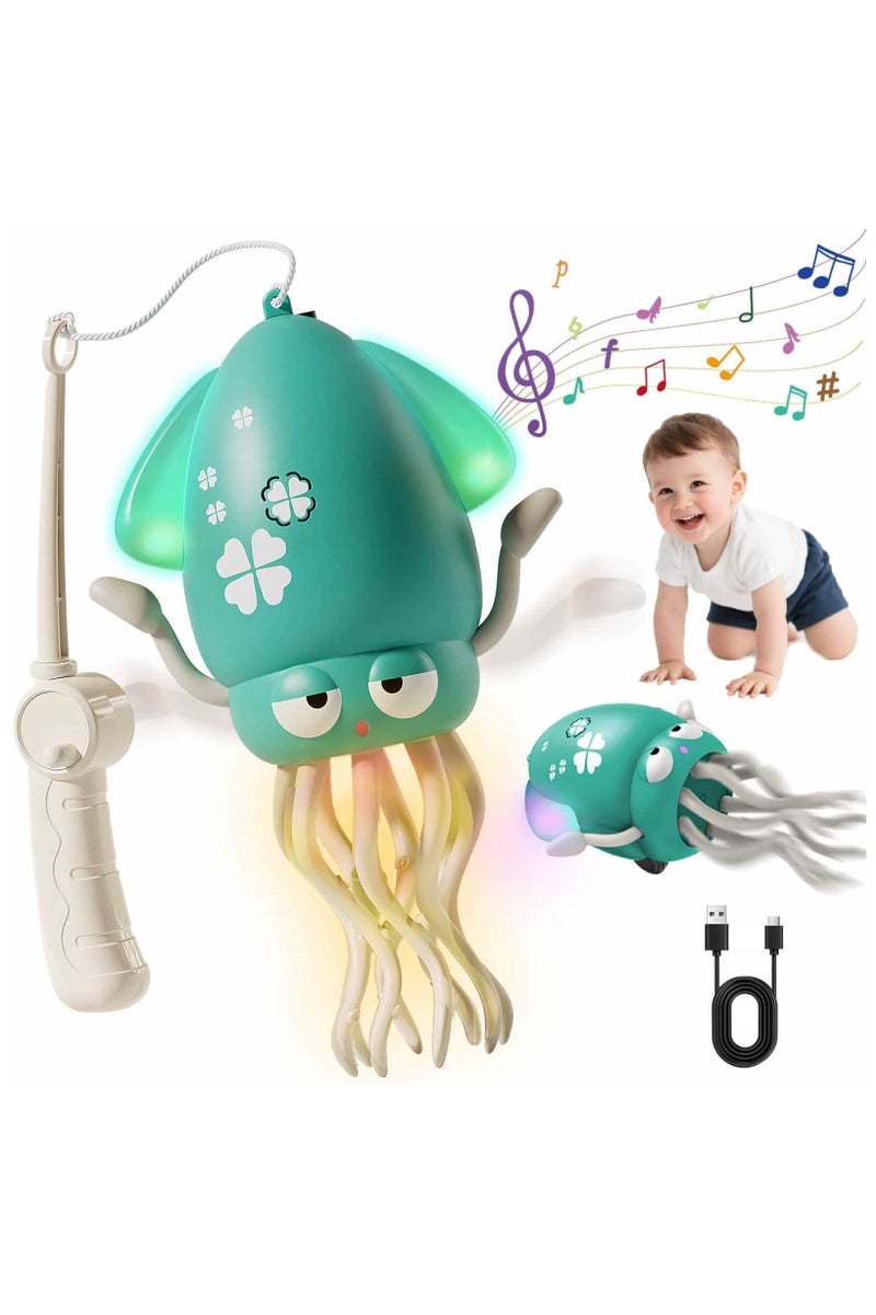 أديلي لعبة أخطبوط راقصة كهربائية – لعبة زحف ووقت البطن للأطفال والرضع، لعبة تفاعلية متحركة للأولاد والبنات - Image 2