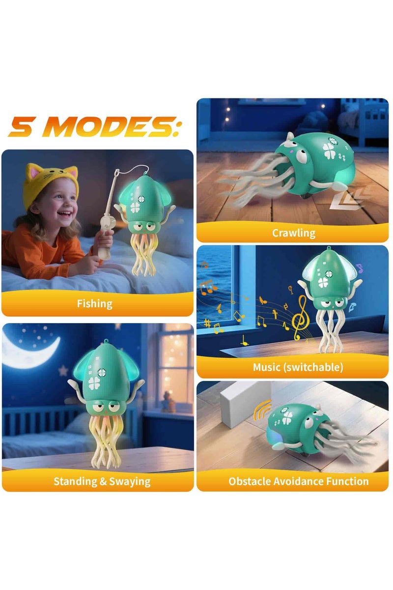 أديلي لعبة أخطبوط راقصة كهربائية – لعبة زحف ووقت البطن للأطفال والرضع، لعبة تفاعلية متحركة للأولاد والبنات - Image 5