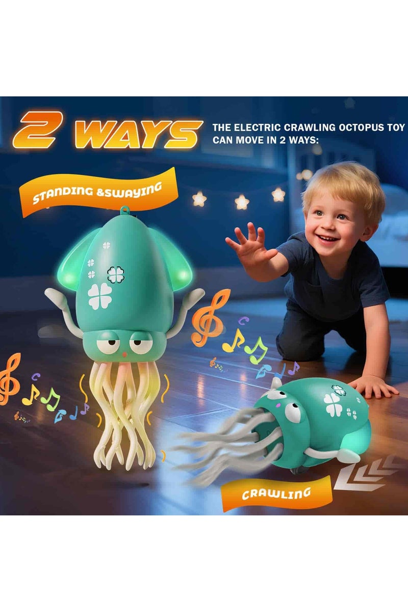 أديلي لعبة أخطبوط راقصة كهربائية – لعبة زحف ووقت البطن للأطفال والرضع، لعبة تفاعلية متحركة للأولاد والبنات - Image 3