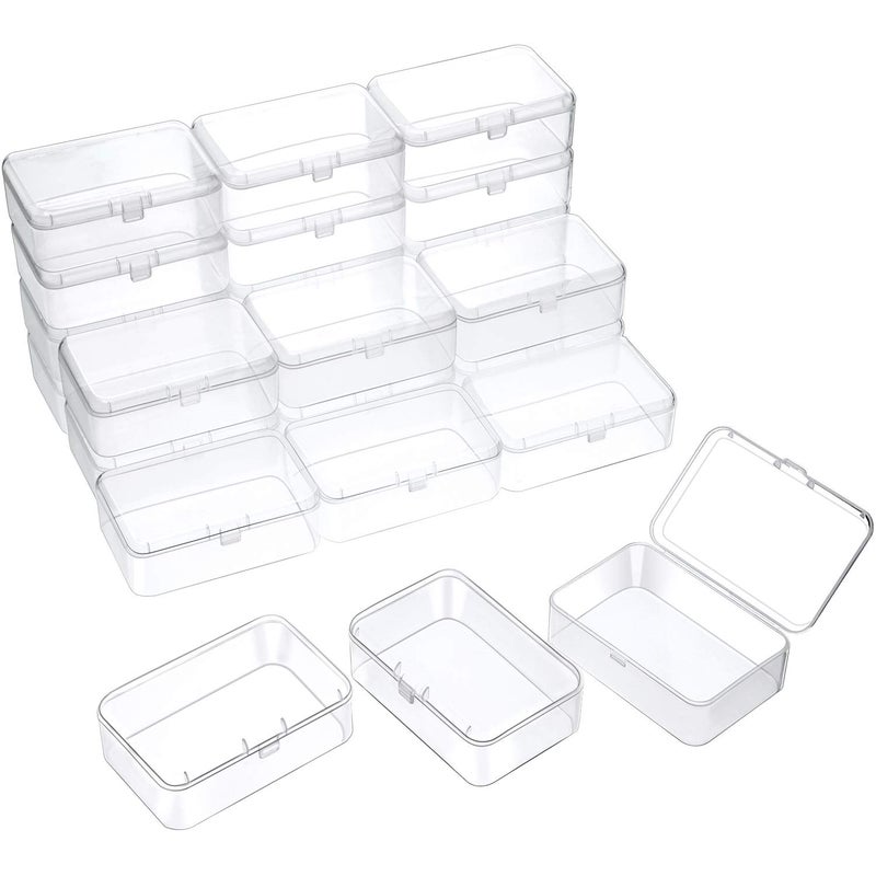 SATINIOR 24 Packs Small Clear Plastic Beads Storage Containers Box with Hinged Lid for Storage of Small Items, Crafts, Jewelry, Hardware (3.5 x 2.4 x 1.2 Inches) - Image 1
