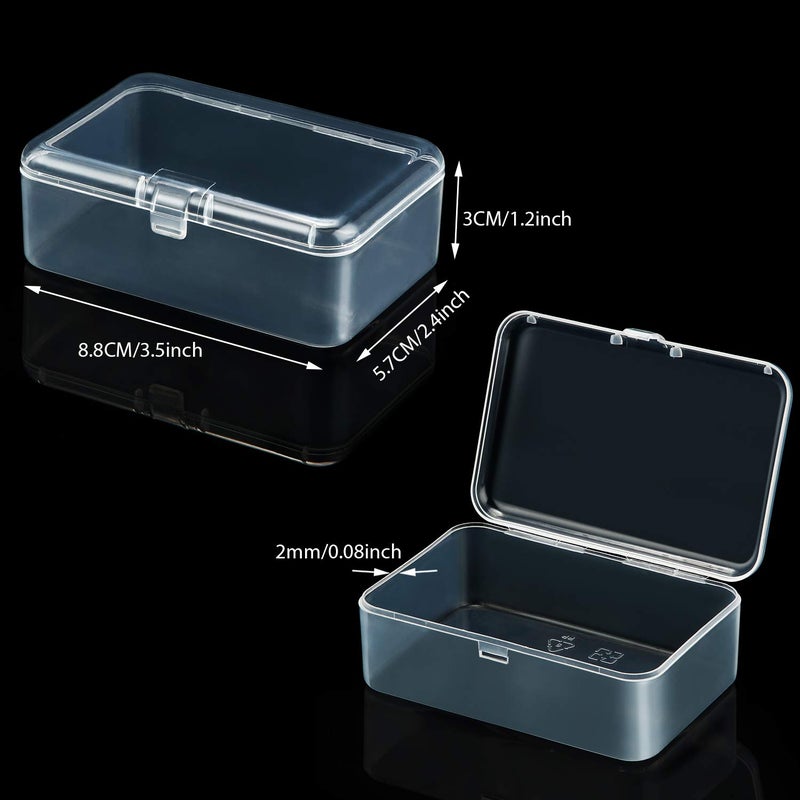 SATINIOR 24 Packs Small Clear Plastic Beads Storage Containers Box with Hinged Lid for Storage of Small Items, Crafts, Jewelry, Hardware (3.5 x 2.4 x 1.2 Inches) - Image 2