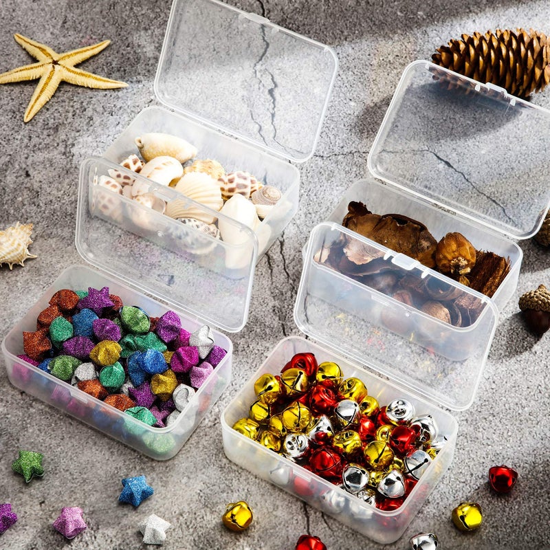 SATINIOR 24 Packs Small Clear Plastic Beads Storage Containers Box with Hinged Lid for Storage of Small Items, Crafts, Jewelry, Hardware (3.5 x 2.4 x 1.2 Inches) - Image 3