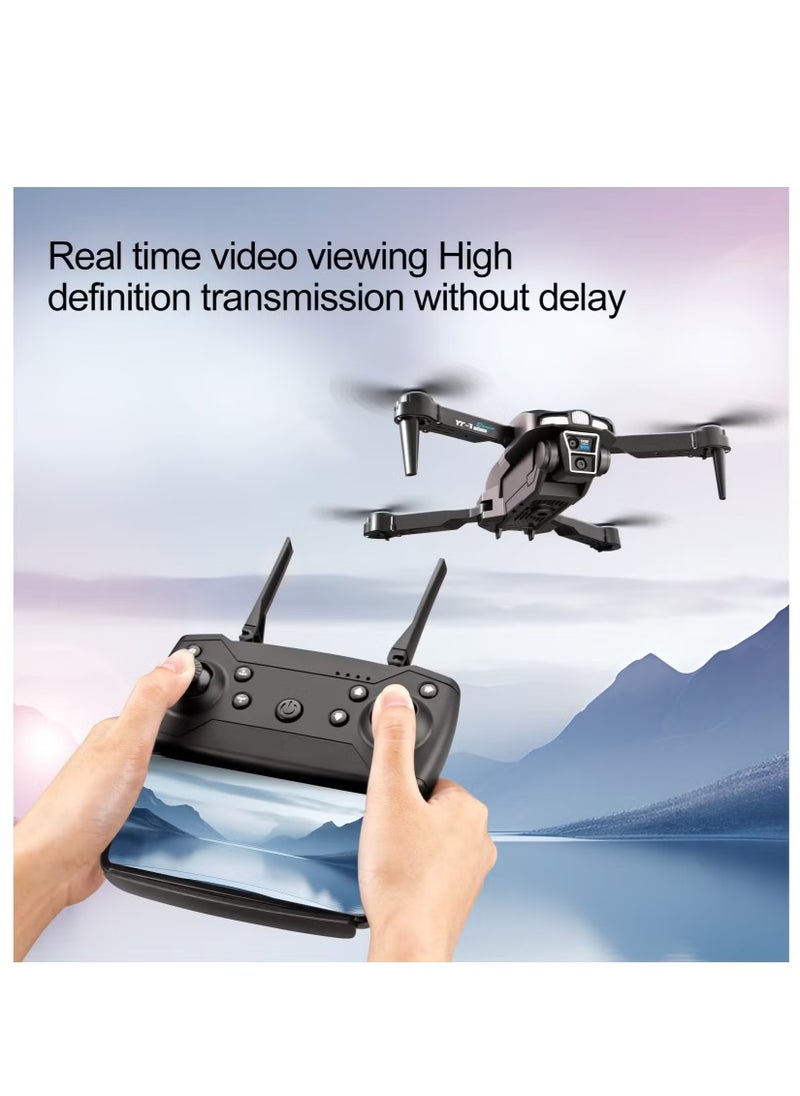 اختبر مستقبل التصوير الجوي مع طائرة YT-1 بدون طيار: مزودة بنظام كاميرا ثلاثية احترافي، تقريب رقمي 50x، عدسة بزاوية عريضة 120°، وزوايا تصوير قابلة للتعديل. مثالية لإنشاء محتوى عالي الدقة مذهل مع نقل صور في الوقت الفعلي وتحكم سهل عبر التطبيق، مناسبة للمبتدئين والمحترفين على حد سواء (بطاريتان).  - Image 2