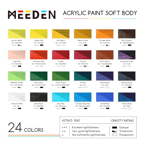 MEEDEN Soft Body Acrylic Paints Set Matte Finish 24 Colors x 60ml2oz Fluid Acrylic Paints for Art Painting on Canvas Wood Glass for Students Adults Artists - Image 3