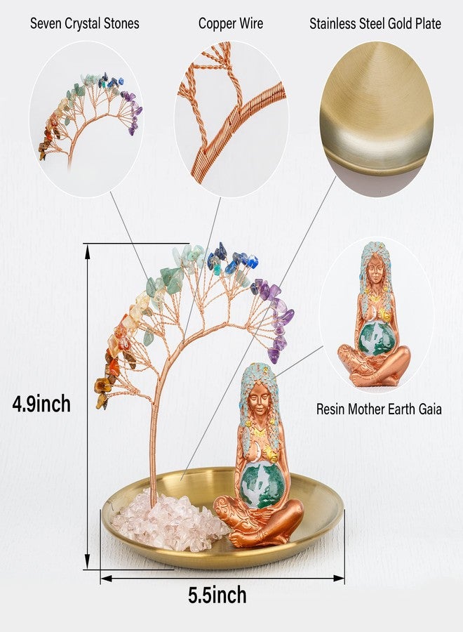 ZenBless 7 Chakra Healing Crystal Tree Ceramic Mother Earth Decor Mother Earth Statues Gifts for Women, Yoga Meditation Zen Spiritual Room Home Shelf Decor Feng Shui Good Lucky - Image 3