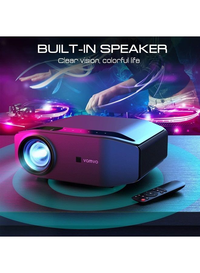 HD Projector for Movies, vamvo Home Theater Video Projector, native 1080P Full HD Video Projector Compatible with Fire TV Stick, PS4, HDMI, VGA, AV and USB, for Home Cinema & Outdoor Movies