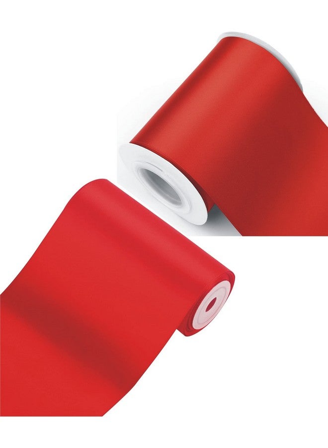Imprint شريط ساتان أحمر بعرض 4 بوصة وطول 10 متر، شريط سميك لمناسبات الافتتاح الكبرى، مراسم قص الشريط للأعمال، زينة كراسي الزفاف، شارات المسابقات، زينة مهرجان عيد الميلاد - Image 3