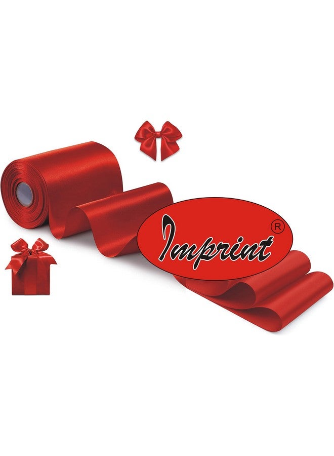 Imprint شريط ساتان أحمر بعرض 4 بوصة وطول 10 متر، شريط سميك لمناسبات الافتتاح الكبرى، مراسم قص الشريط للأعمال، زينة كراسي الزفاف، شارات المسابقات، زينة مهرجان عيد الميلاد - Image 2