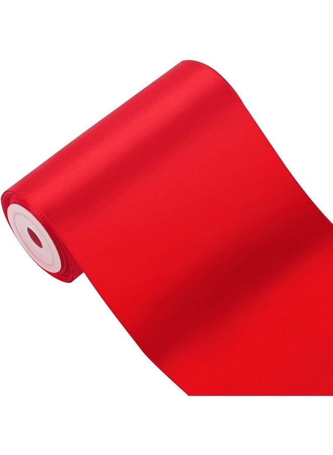 Imprint شريط ساتان أحمر بعرض 4 بوصة وطول 10 متر، شريط سميك لمناسبات الافتتاح الكبرى، مراسم قص الشريط للأعمال، زينة كراسي الزفاف، شارات المسابقات، زينة مهرجان عيد الميلاد - Image 1