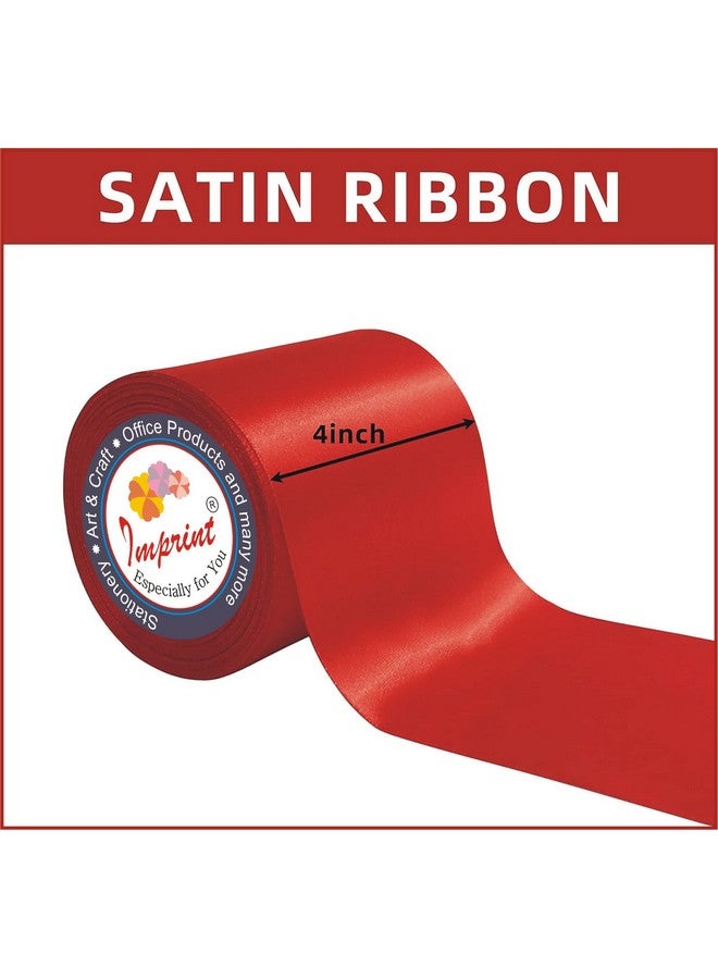 Imprint شريط ساتان أحمر بعرض 4 بوصة وطول 10 متر، شريط سميك لمناسبات الافتتاح الكبرى، مراسم قص الشريط للأعمال، زينة كراسي الزفاف، شارات المسابقات، زينة مهرجان عيد الميلاد - Image 4