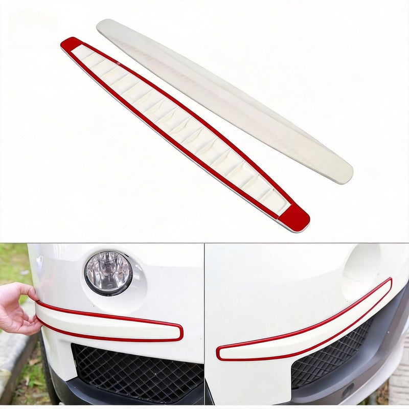 4Pcs Carbon Fiber Pattern Car Bumper Guard Strips Scratch Protection For Sedans SUVs - Image 2
