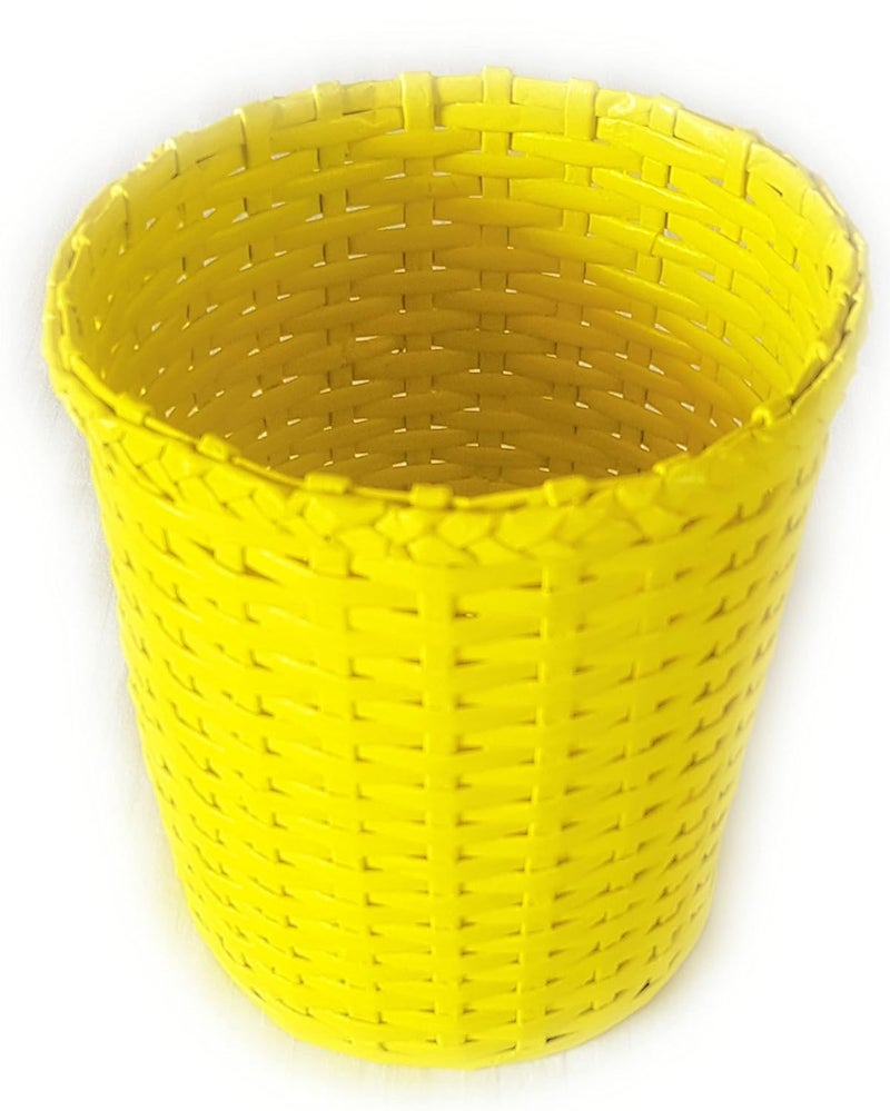 Sonas Creation Paperus, Small Size 8 Inch TALL, 5 Liter, Yellow, Open Top Waste Basket, Dustbin, Trashcan, Paper Bin, Vaastu, Eco-friendly, Handmade, of Paper Ropes - Image 1