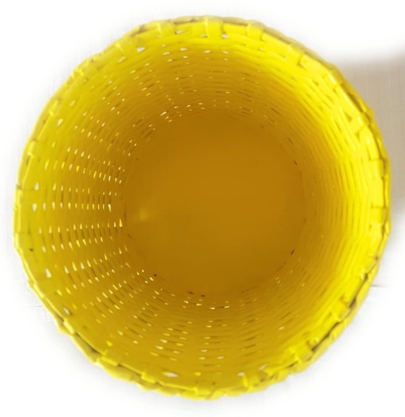Sonas Creation Paperus, Small Size 8 Inch TALL, 5 Liter, Yellow, Open Top Waste Basket, Dustbin, Trashcan, Paper Bin, Vaastu, Eco-friendly, Handmade, of Paper Ropes - Image 4