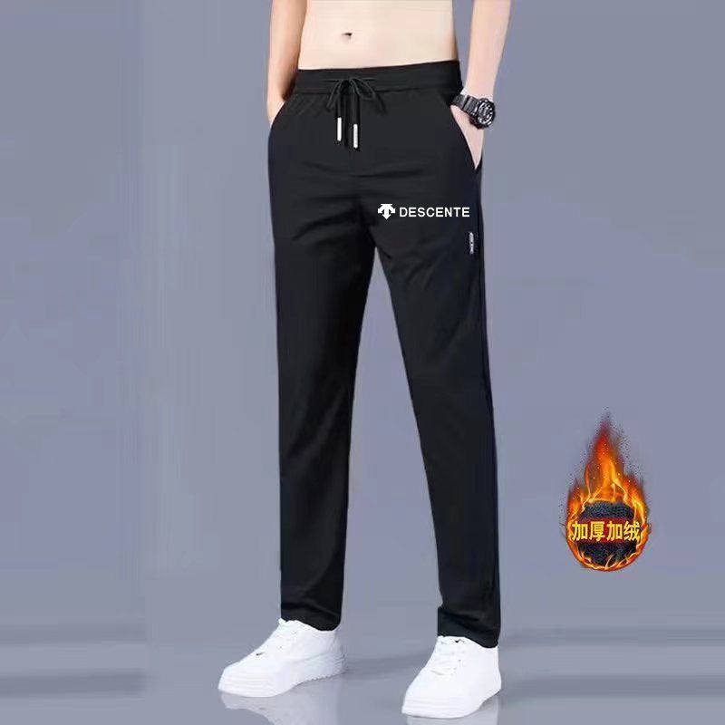 Pants Men'S Casual Pants Korean Style Trendy Straight Loose Fleece-Lined Thick Stretch Sports Trousers - Image 3