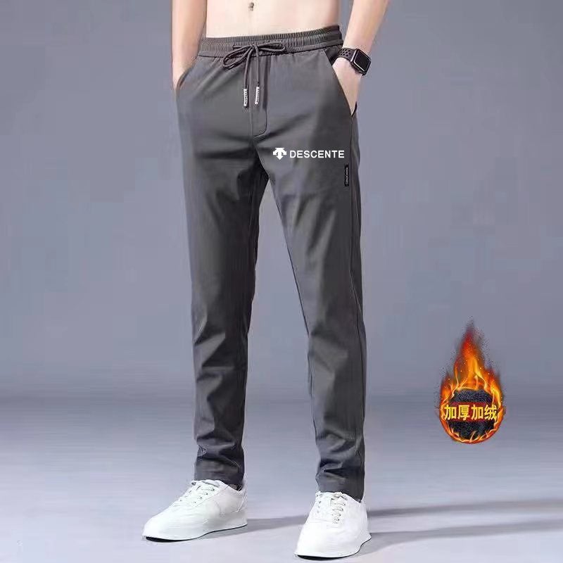 Pants Men'S Casual Pants Korean Style Trendy Straight Loose Fleece-Lined Thick Stretch Sports Trousers - Image 2