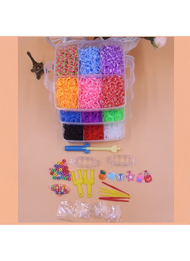 Goolsky - Goolsky Rubber Band Bracelet Kit - 4800+ Loom Bracelet Making Kit Rubber Loom Bands Refill Set 15Colors Bands Friendship Bracelet Making Kit DIY Craft Gift - Image 1