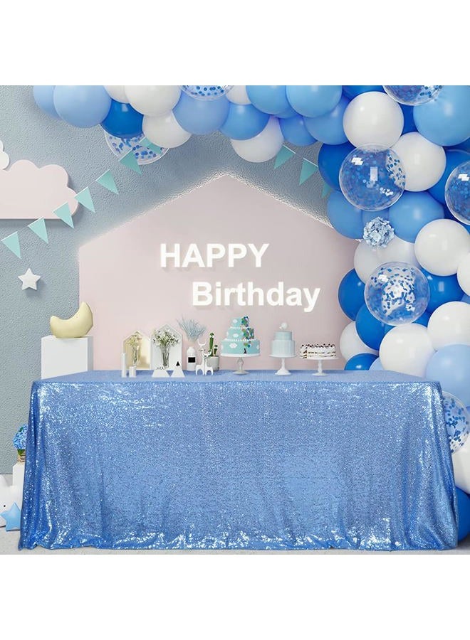 SquarePie Sequin Tablecloth Rectangular 60 x 102 Inch Baby Blue Reflect Lights Bling Sparkly Table Linen for Wedding Party - Image 1