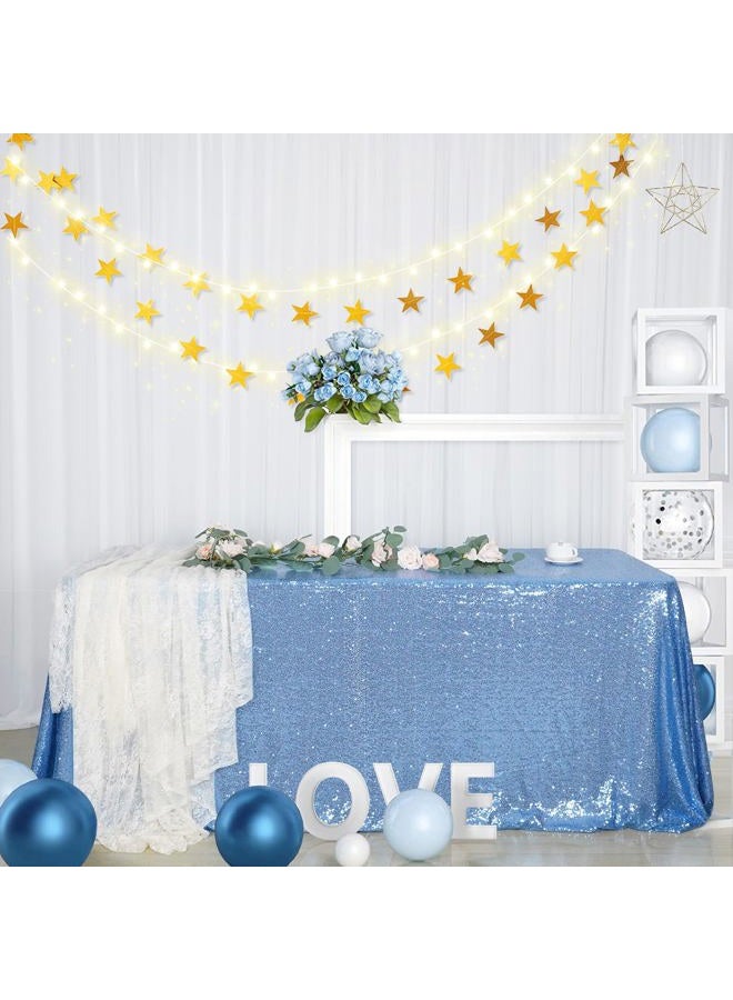 SquarePie Sequin Tablecloth Rectangular 60 x 102 Inch Baby Blue Reflect Lights Bling Sparkly Table Linen for Wedding Party - Image 2