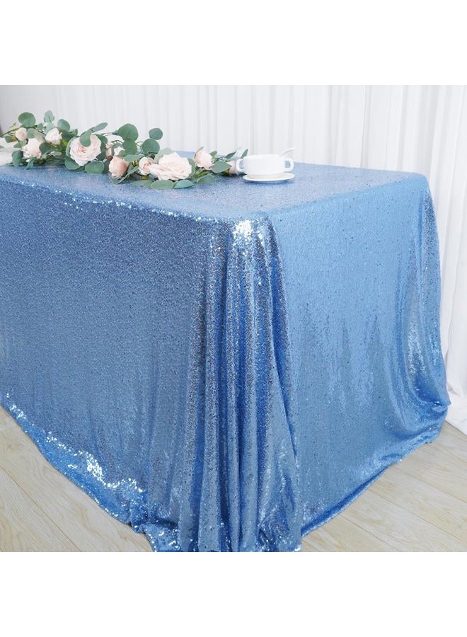 SquarePie Sequin Tablecloth Rectangular 60 x 102 Inch Baby Blue Reflect Lights Bling Sparkly Table Linen for Wedding Party - Image 3