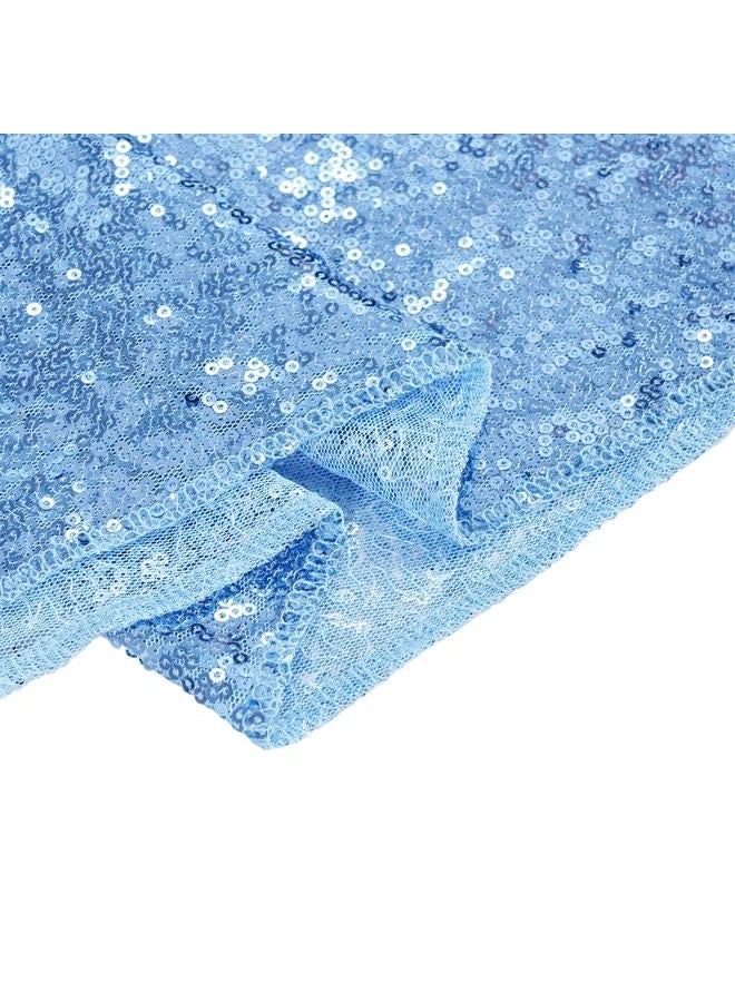 SquarePie Sequin Tablecloth Rectangular 60 x 102 Inch Baby Blue Reflect Lights Bling Sparkly Table Linen for Wedding Party - Image 4