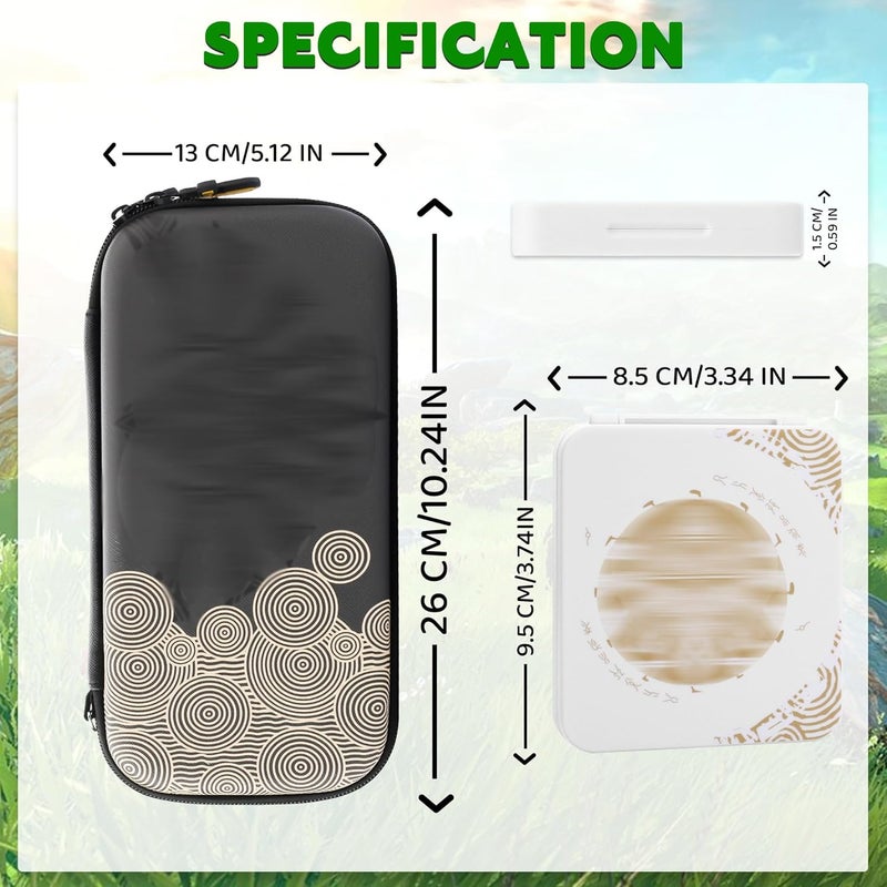 GLDRAM Theme for Zelda Travel Carrying Case for Nintendo Switch & Switch OLED Model, Portable Accessories Kit with Switch OLED Protector Case, 12 Slots Game Card Case, 2 Thumb Grips and Wrist Strap - Image 3