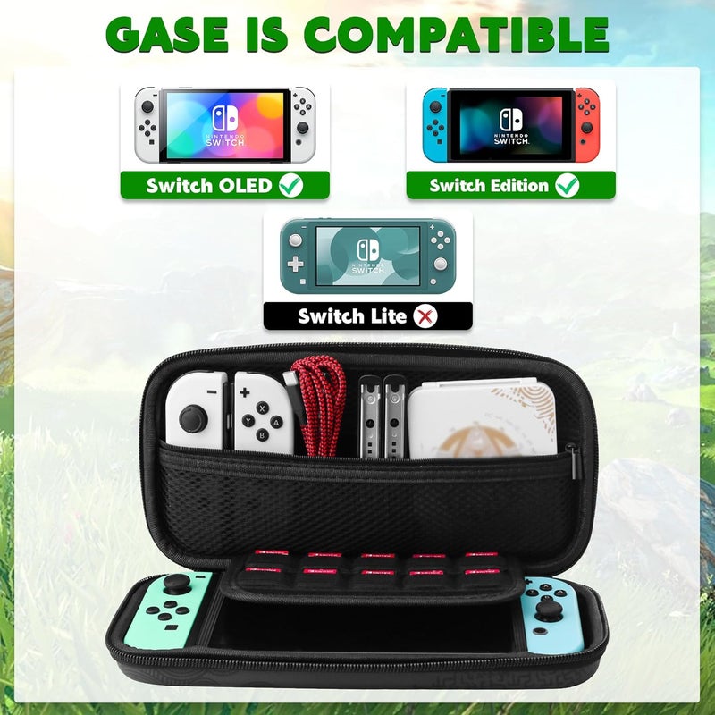 GLDRAM Theme for Zelda Travel Carrying Case for Nintendo Switch & Switch OLED Model, Portable Accessories Kit with Switch OLED Protector Case, 12 Slots Game Card Case, 2 Thumb Grips and Wrist Strap - Image 5