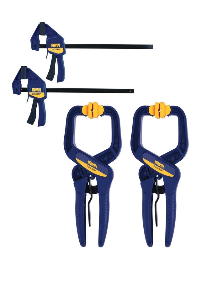 IRWIN QUICK-GRIP Clamps, 4 Piece Set with Bar Clamps, 4-1/4", Handi Clamps, 2" (IRHT83222) - Image 1