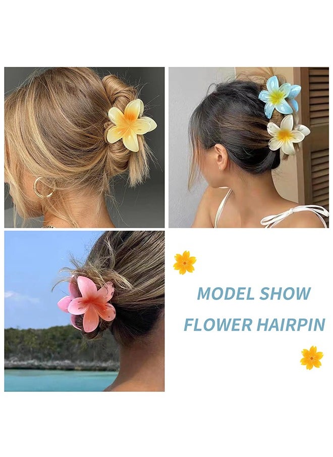 HY 6 Pcs Flower Hair Clip, Hawaiian Plumeria Claw Clips, Matte No Slip Cute Wedding Bridesmaid Catch for Medium Thick Hair Hair Claw Clips for Women and Girls  - Image 2