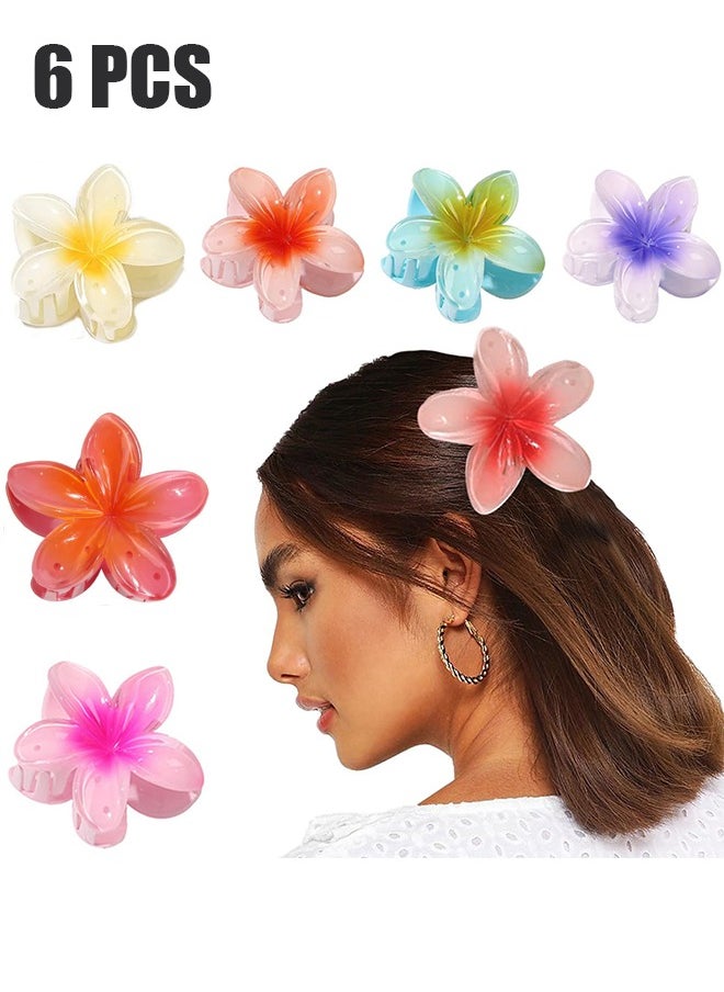 HY 6 Pcs Flower Hair Clip, Hawaiian Plumeria Claw Clips, Matte No Slip Cute Wedding Bridesmaid Catch for Medium Thick Hair Hair Claw Clips for Women and Girls  - Image 1