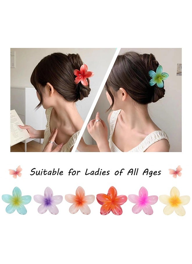 HY 6 Pcs Flower Hair Clip, Hawaiian Plumeria Claw Clips, Matte No Slip Cute Wedding Bridesmaid Catch for Medium Thick Hair Hair Claw Clips for Women and Girls  - Image 3