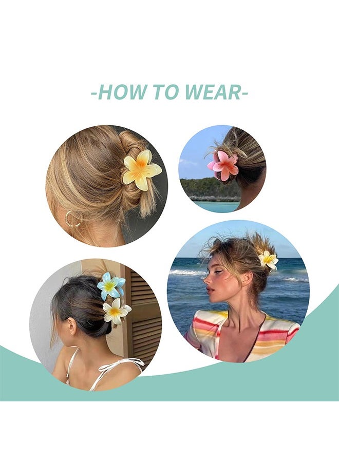 HY 6 Pcs Flower Hair Clip, Hawaiian Plumeria Claw Clips, Matte No Slip Cute Wedding Bridesmaid Catch for Medium Thick Hair Hair Claw Clips for Women and Girls  - Image 4