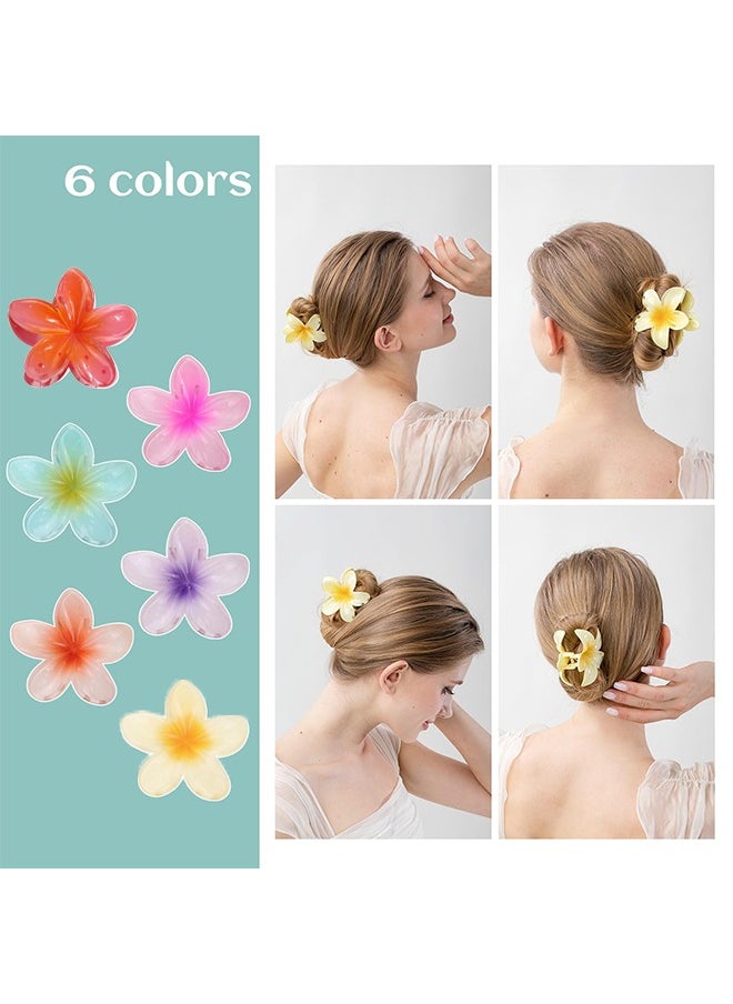 HY 6 Pcs Flower Hair Clip, Hawaiian Plumeria Claw Clips, Matte No Slip Cute Wedding Bridesmaid Catch for Medium Thick Hair Hair Claw Clips for Women and Girls  - Image 5