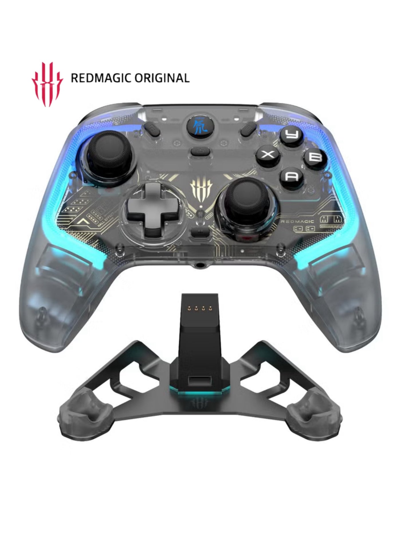 RedMagic Cyber Gaming Controller 1000Hz Wireless – Hall Effect Joysticks & Triggers, 3-Mode Connection (Wired / Bluetooth / 2.4G Dongle), Aluminum Charging Dock, Turbo & Macro, for Windows PC, Android, iOS, Smart TV, Laptop & Nintendo Switch