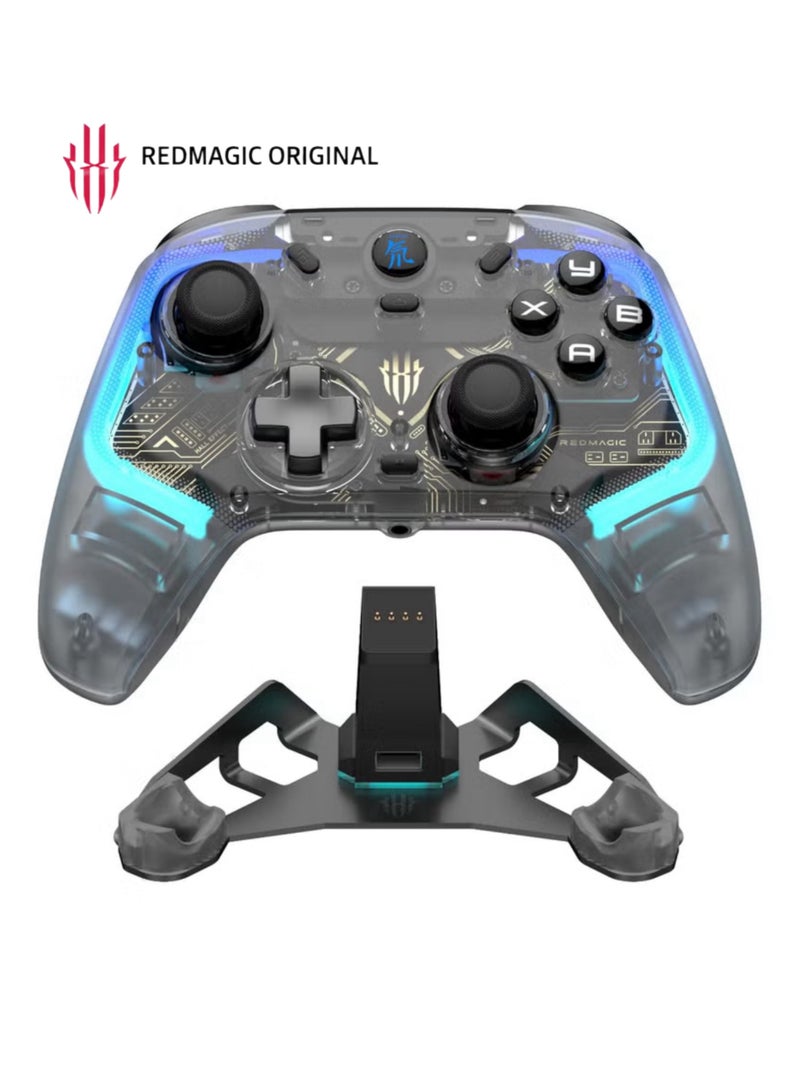 ريد ماجيك ذراع تحكم ألعاب ريد ماجيك سايبر لاسلكي 1000Hz – عصي وأزرار بتقنية Hall Effect، اتصال 3 أوضاع (سلكي / بلوتوث / دونجل 2.4G)، قاعدة شحن من الألمنيوم، توربو وماكرو، متوافق مع الكمبيوتر، أندرويد، iOS، التلفزيون الذكي، اللابتوب و نينتندو سويتش - Image 1