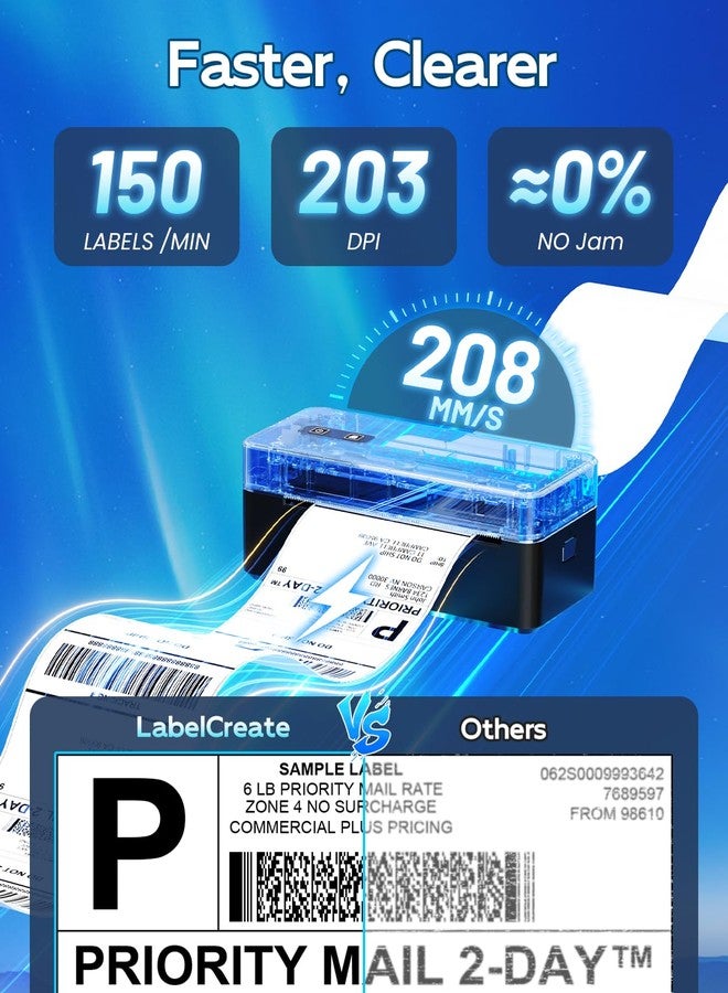 LabelCreate Bluetooth Thermal Shipping Label Printer, 4x6 Thermal Label Printer for Small Business, 2410BT Wireless Label Printers Compatible with iOS Android & PC, Widely Used for Ebay, USPS, Tiktok - Image 4