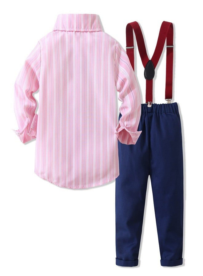 Kimocat Baby Boy Clothes Gentleman Clothing Suit for Newborn Baby Bow Tie Shirt + Suspender Trousers - Image 2