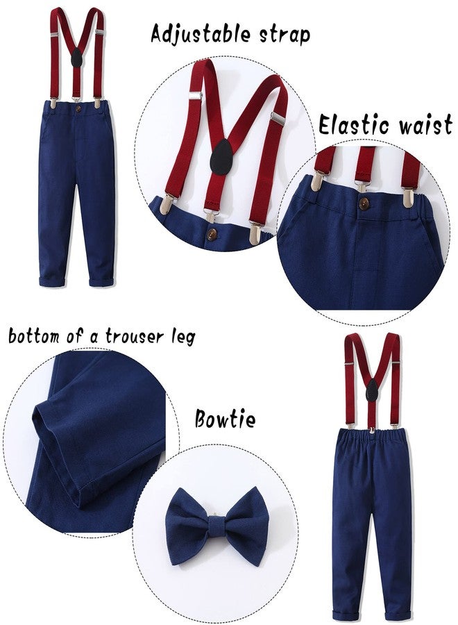 Kimocat Baby Boy Clothes Gentleman Clothing Suit for Newborn Baby Bow Tie Shirt + Suspender Trousers - Image 4